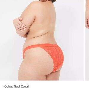 Cacique Intimates | Lane Bryant A/O Lace Brazilian Panties Red Coral
